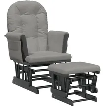 vidaXL Schaukelsessel mit Hocker Stoff 70 x 90 x 80 cm Hellgrau