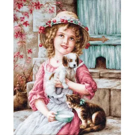 Lucas Luca-S Kreuzstichset Besten Freunde Mädchen, Zählmuster, 35x40cm