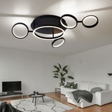 GLOBO LED Deckenleuchte, schwarz matt, Ringe beweglich, L 79 cm