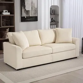 Homcom Couch Polyester 3-Sitzer Creme