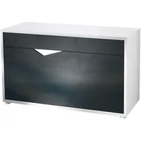 Vladon Schuhschrank, Schwarz Hochglanz, Holzwerkstoff, 85x50x33 cm, Garderobe, Schuhaufbewahrung,