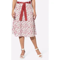 Trachtenrock CLASSIC BASICS, Damen, Gr. 48, bunt (weiß, rot, bedruckt), 100% Polyester, geblümt, gemustert, mehrfarbig, bedruckt, wadenlang, Röcke