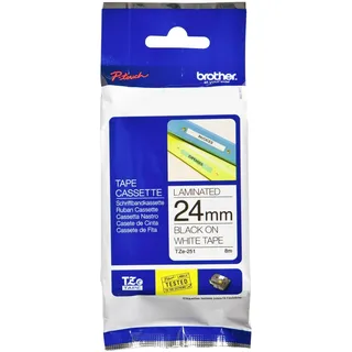 Brother TZe-251 laminiert schwarz auf weiß 2,4cm x 8m