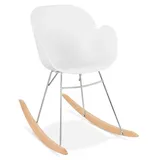 KADIMA DESIGN Lounge Stuhl Schaukelstuhl mit Holzbeinen | Skandinavisches Design in Weiß | Gr.: onesize