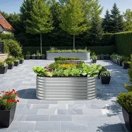 Tectake Hochbeet Flormma, 804l, verzinkt, 160x80x80cm - 2 Jahre Gewährleistung - mind. 14 Tage Rückgaberecht - Silber,