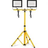 XMTECH LED Baustrahler mit Stativ 2x 100W Kaltweiß+Stativ LED Fluter mit Stecker Baustellen Strahler Arbeitsscheinwerfer