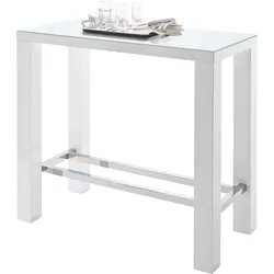 Bartisch MCA FURNITURE "Jam", weiß (weiß hochglanz, weiß hochglanz, weiß hochglanz), B:120cm H:108cm T:60cm, Tische, Bartisch Stehtisch, Bartisch weiß hochglanz, Küchentisch, Stehtisch mit Sicherheitsglas