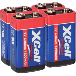 4x Rauchmelder 9V Lithium Batterien für Feuermelder 9v Block Batterie 10 Jahre
