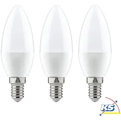 Paulmann 3er-Set LED Kerzenlampe, E14, 4W 2700K 250lm, weiß / opal, Kerzenform PAUL-28426