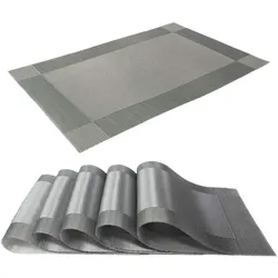 Intirilife 6x Platzset aus PVC in Hell Grau - 45 x 30 cm - Tischset Tischmatte Untersetzer abwischbar hitzebeständig für Küche Esstisch