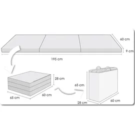 FORTISLINE Klappmatratze 195 x 60 x 9 cm H2 Polyester/Leinen