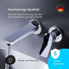 AM.PM Einhebel-Waschtischarmatur Wandmontage Badarmatur Unterputz Wandarmatur aus Messing Waschtischarmatur Waschbeckenarmatur Wasserhahn Bad Armatur Duscharmatur Ei...