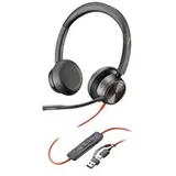 Poly Blackwire 8225 USB-C Stereo-Headset + USB-C/A-Adapter, ANC, MS-Teams