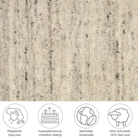 THEKO Wollteppich THEKO "Pure UNI", grau (natural grau), B:60cm H:14mm L:90cm, Schurwolle, Teppiche, Handwebteppich, meliert, reine Wolle, handgewebt