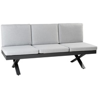 Loungebank Gartenliege Gartensofa Sitzbank 3-Sitzer Verstellbar Aluminium Grau
