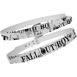 Fall Out Boy Rockband Leder-Gürtel mit Fall Out Boy-Schriftzug Freizeit-Gürtel BT103233FOB4 Weiß - L