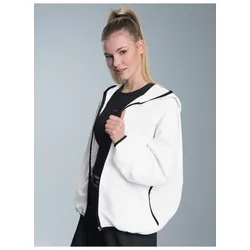 Sweatjacke TRIGEMA "TRIGEMA Dünne Kapuzenjacke mit praktischen Taschen", Damen, Gr. XXL, weiß, 50% Baumwolle, 50% Polyamid, Sweatjacken