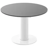 Design Esstisch Tisch HES-111 rund oval Hochglanz ausziehbar 100-148cm, Farbe:Grau Hochglanz - Weiß Hochglanz