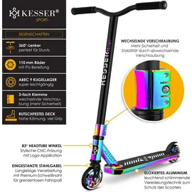 Kesser KESSER® Stunt Scooter X-Limit-Pro 360° Lenkung Funscooter Stuntscooter mit Ständer ABEC 9 Kugellagern, 110 mm PU Räder Kickscooter Tretroller Cityroller Trick Roller für Kinder Erwachsene