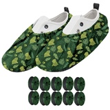 Ferocity 5 Paar Mehrweg Schuhüberzieher EU 25-30 für Kinder Wasserabweisend Überschuhe Rutschfester Waschbarer Schuhschützer Unisex Jungen Mädchen aus Polyester Motiv Green Dino x5 [142] - 5 Pairs 25-30 size