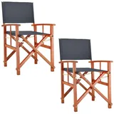 CASARIA Regiestuhl Cannes (2 St), Anthrazit FSC®-zertifiziert Klappbar 160kg Belastbar Eukalyptus grau 48 cm x 86 cm x 53 cm