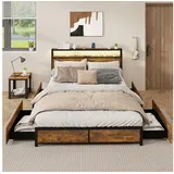 Costway Doppelbett 160 x 200 cm Braun