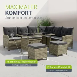Juskys Manacor Polyrattan Lounge-Set grau meliert inkl. Abdeckung