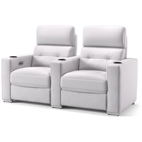 Sofanella 2-Sitzer Leder Bari, Relaxsofa, Designsofa, Designer Couch, Italienisches Sofa, 2er Sofa weiß