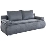 SUN GARDEN Lenon Schlafsofa 207x94x90 cm mit Stauraumfunktion und Kissen Grau