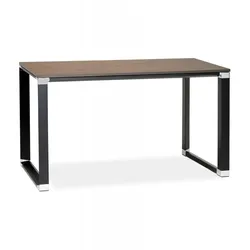 Industrieller Schreibtisch aus Holz und Metall | Kompakter Arbeitsplatz mit Walnuss Finish | Industrie Stil | 140x70x74 cm | Kadima Design