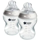 TOMMEE TIPPEE Tommee Tippee-Babyflaschen, Natural Start Anti-Kolik-Flasche, 2x 260ml, brustähnlicher Sauger, Anti-Kolikventil, selbst steril., Zubehör