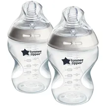 TOMMEE TIPPEE Tommee Tippee-Babyflaschen, Natural Start Anti-Kolik-Flasche, 2x 260ml, brustähnlicher Sauger, Anti-Kolikventil, selbst steril., Zubehör