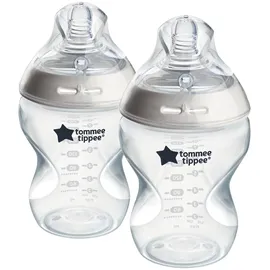 TOMMEE TIPPEE Tommee Tippee-Babyflaschen, Natural Start Anti-Kolik-Flasche, 2x 260ml, brustähnlicher Sauger, Anti-Kolikventil, selbst steril., Zubehör