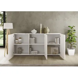INOSIGN Sideboard »Rio Breite 181 cm, Kommode mit 3 Türen, Anrichte,« geriffelte MDF-Fronten, modern u. elegant, viel Stauraum weiß