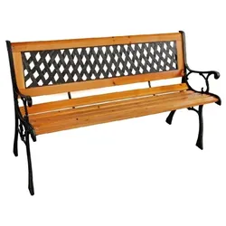Lex Parkbank Tannenholz Gartenbank Sitzbank Holz Metall Terrasse Balkon 125x74cm : Natur hell