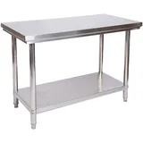 Wiltec Arbeitstisch Edelstahl 100x60x85 cm silber höhenverstellbar