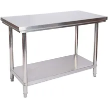 Wiltec Arbeitstisch Edelstahl 100x60x85 cm silber höhenverstellbar