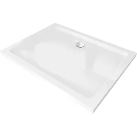Mexen Flat rechteckige Duschwanne Slim 100 x 70 cm, weiß, Siphon verchromt - 40107010
