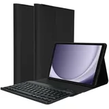Accezz QWERTY Bluetooth Keyboard Bookcase Samsung Galaxy Tab A9 8.7 inch (Eng. Int., Samsung Galaxy Tab A9), Tablet Tastatur, Schwarz