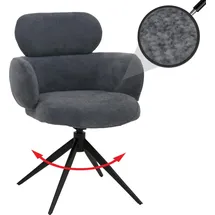 Mendler Esszimmerstuhl HWC-O77 Chenille grau-blau