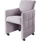 exxpo - sofa fashion Esszimmersessel Barista, Loungesessel auf Rollen mit hoher Bodenfreiheit, Barista Clubsessel auf Rollen mit schmalen Armlehnen, modernes Design lila