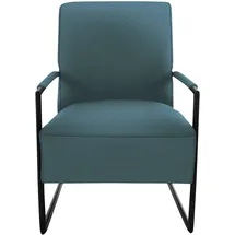 K+W Komfort & Wohnen Cocktailsessel K+W KOMFORT & WOHNEN, blau (topas), B:62cm H:77cm T:83cm, Sessel, Cocktailsessel, mit bezogenen Armlehnen, Gestell in Metall schwarz Struktur
