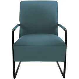 K+W Komfort & Wohnen Cocktailsessel K+W KOMFORT & WOHNEN, blau (topas), B:62cm H:77cm T:83cm, Sessel, Cocktailsessel, mit bezogenen Armlehnen, Gestell in Metall schwarz Struktur