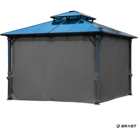 Brast Pavillon Aluminium Pagode 3,5 x 3,5 m inkl. Moskitonetz Dunkelgrau
