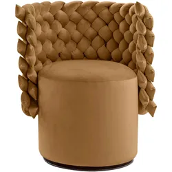 Sessel CALIA ITALIA "GIUGGIOLA Extravaganter Designsessel", beige (ocra), B:70cm H:81cm T:62cm, 100% Polyester, Sessel, Einzelsessel Loungesessel, Drehsessel, wahlweise mit Drehfunktion, ästhetisches Design