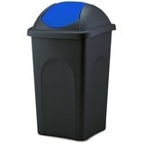 BigDean Mülleimer 60 Liter Blau schwarz Abfalleimer Schwingdeckeleimer : 60 L : Blau Schwarz