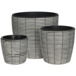 PROGARDEN 3 Blumentöpfe 25-40cm Kunststoff runde Pflanzgefäße Blumenübertöpfe Aussenbereich & Innenbereich Blumentopf Pflanzentopf Garten Deko Grau