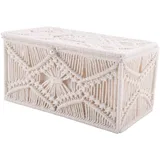 Gkhowiu Taschentuch Box Abdeckung Boho Rechteckiger Papier Taschentuch Halter mit Perlen Schnalle Makramee Servietten Taschentuch Organizer Hause