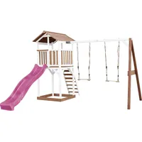 Axi Beach Tower Spielturm Braun/Weiß Rutsche, Violett. 2 Schaukeln