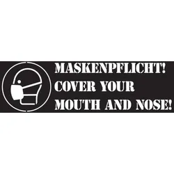 Aufkleber Sprühschablone, Maskenpflicht, mit Symbol - 550 x 250 x 2 mm Folie selbstklebend